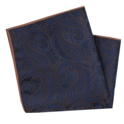 Męska, Elegancka Poszetka - Alties - Granatowe Paisley